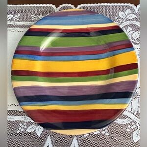 Hand-painted Barcelona Stripe 11” plate Tabletops Unlimited purple
